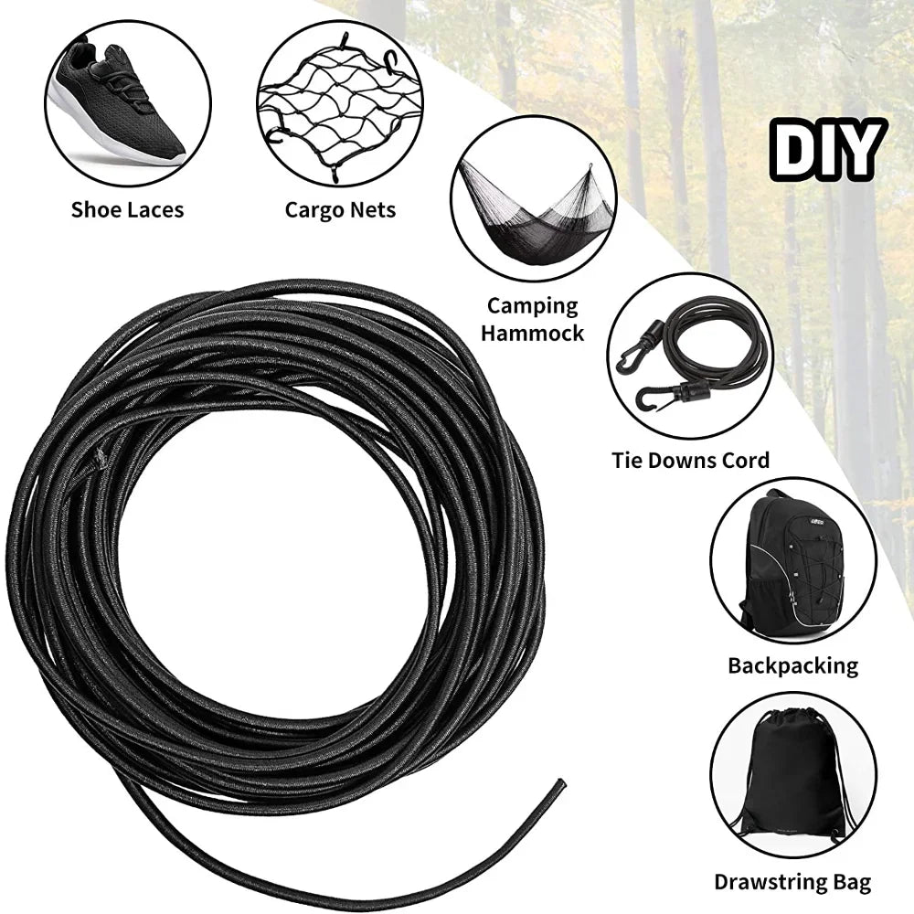 Black Elastic Bands 10M Polyester – Sewing DIY Craft Rope