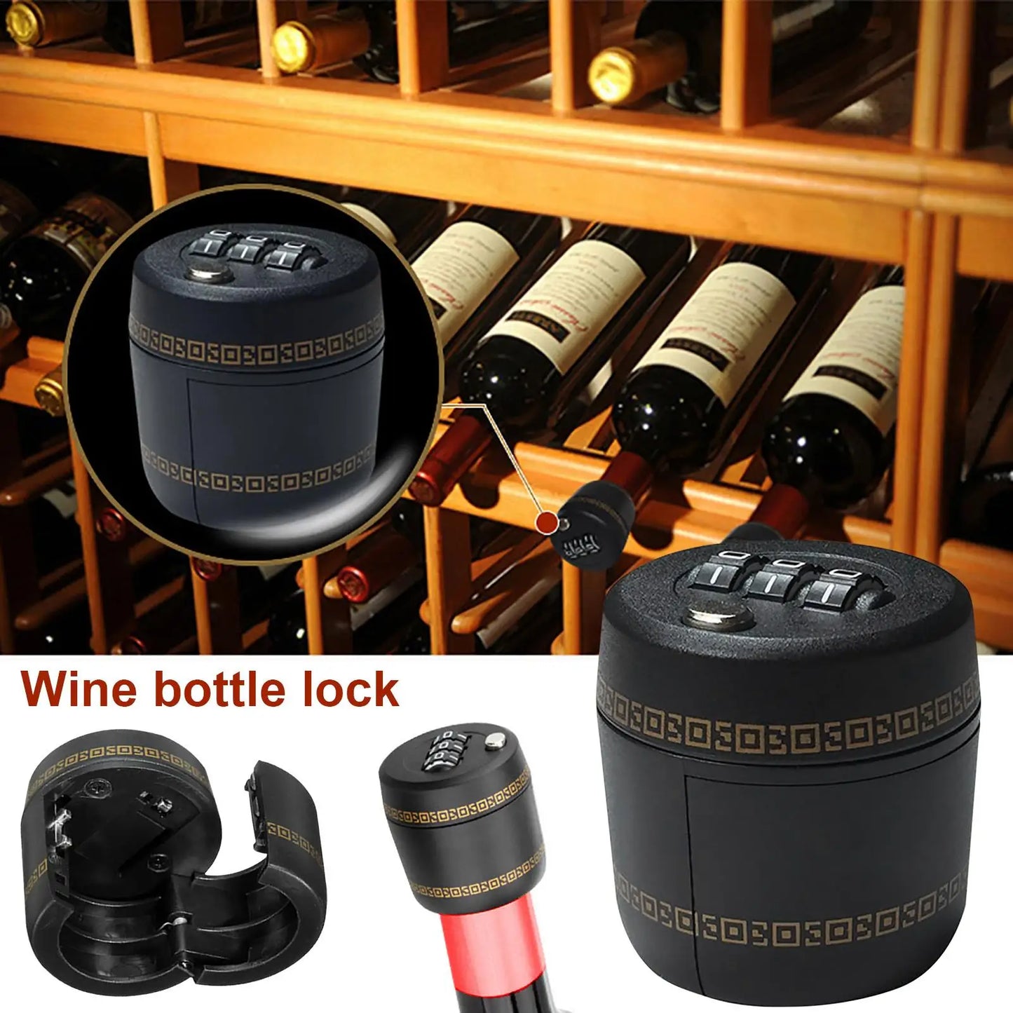 Wine Bottle Combination Lock | Secure Password Cap & Stopper