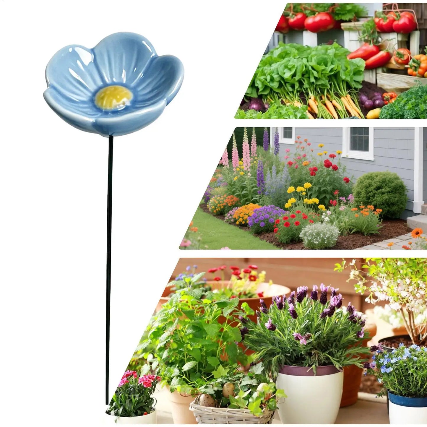 Ceramic Bee Watering Station | Flower Garden Stake Décor