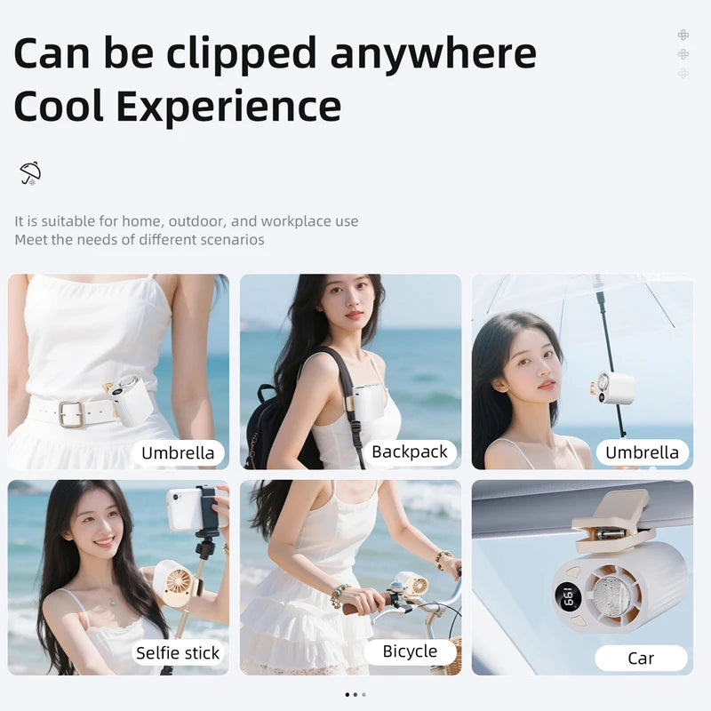 Portable High Speed Clip Fan 199 Speed Multifunctional Outdoor Rapidly Cooling Low Noise Waist Hanging Fan for Office Car Peaceful Pleasures Health and Wellness