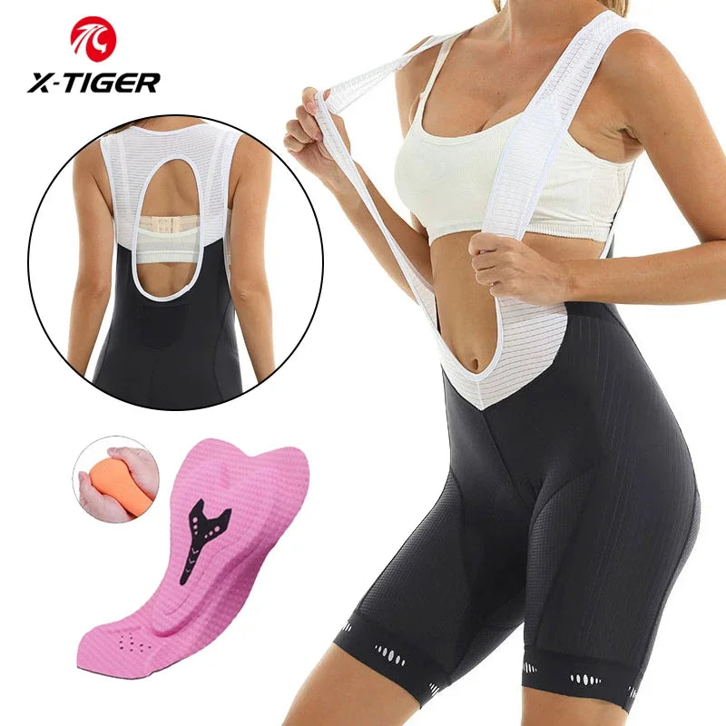 X-TIGER Women's Padded Cycling Bib Shorts UPF 50+ MTB Tights