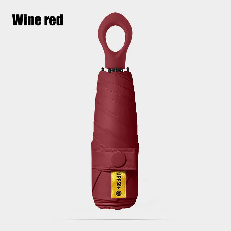 Portable 5-Fold UV & Rain Umbrella with Hollow-Out Handle