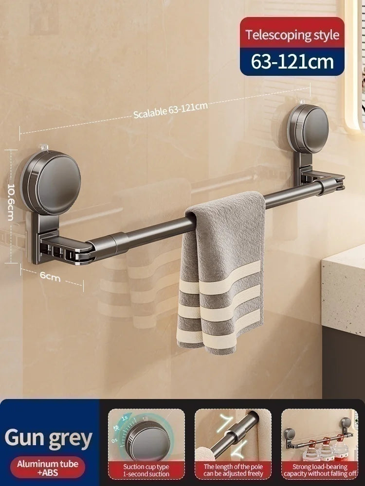 No-Drill Suction Cup Extendable Towel Rack | Adjustable Bath Bar