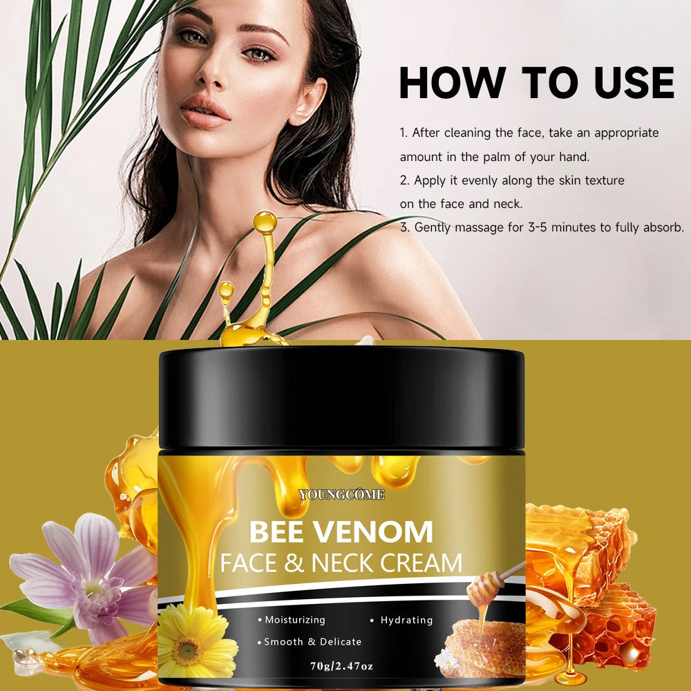 Bee Venom Face & Neck Cream Moisturiser Facial Anti Aging Smooth Skin Repair Fade Fine Line Wrinkle Remover Face Cream Peaceful Pleasures Health and Wellness