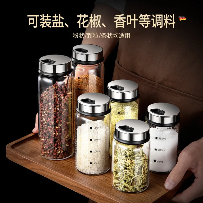 1PC Spices Bottle Glass Salt Jar Pepper Seasoning Set Container Kitchen Accessories Cook Utensils Free Shipping Cans Original Peaceful Pleasures Health and Wellness