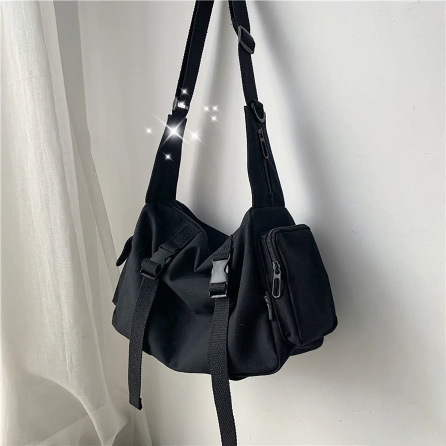 Retro Style Crossbody Bag Large Capacity Durable Canvas Messenger Bag with Adjustable Strap for Women Peaceful Pleasures Health and Wellness