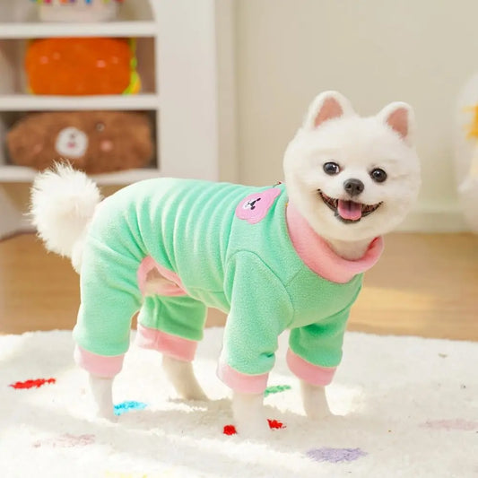 Bear Pattern Plush Dog Jumpsuit | Warm 4-Leg Pet Pajamas Dog Jumpsuit Oasis Select