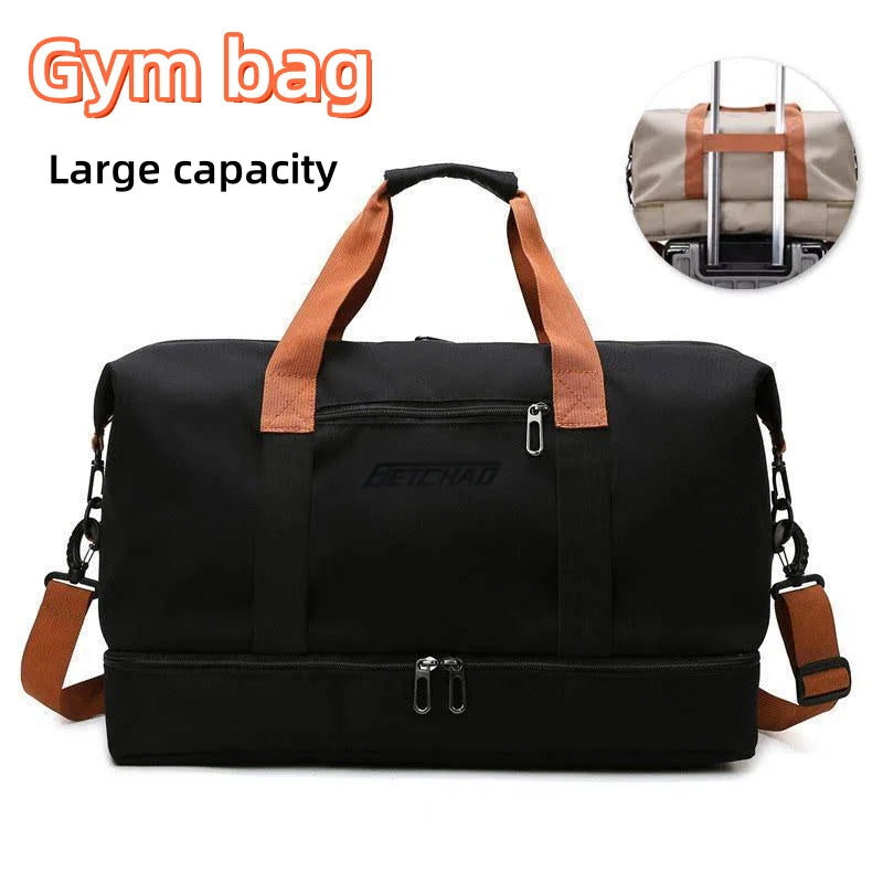 Portable fitness bag, travel outdoor short-distance business trip luggage bag Li girls shoulder crossbody chest bag handbag Peaceful Pleasures Health and Wellness black