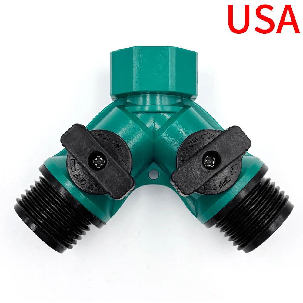 2 Way Garden Hose Splitter Garden Hose Connector with Faucet Watering Shut Off for Landscaping Flower Planting Irrigation Peaceful Pleasures Health and Wellness SET B