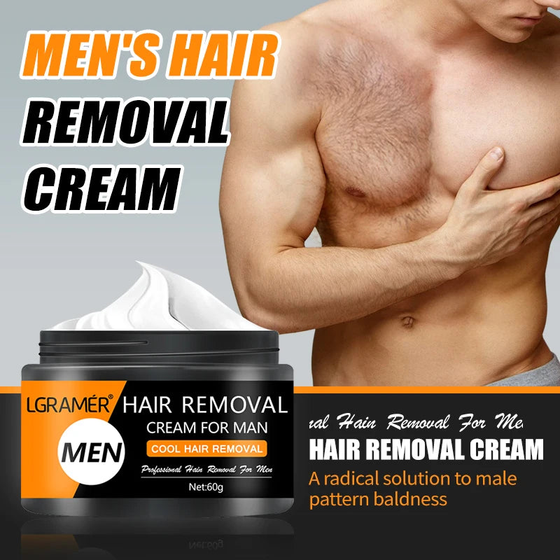 LGRAMER Men's Painless Hair Removal Cream | Legs Arms Armpits