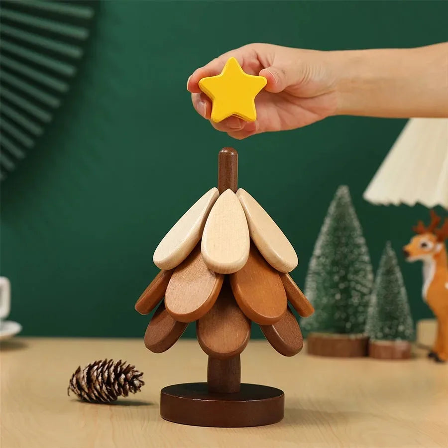 Christmas Tree Wooden Trivet & Heat Insulation Mat | Foldable Pot Pad – Star & Cherry Style