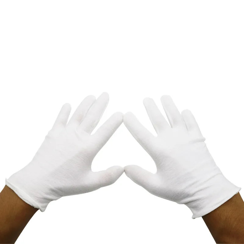 Pure Cotton Work White Gloves Etiquette Gloves Collectible Items White Anti-slip and Anti-stain Cotton Wear-resistant Gloves Peaceful Pleasures Health and Wellness