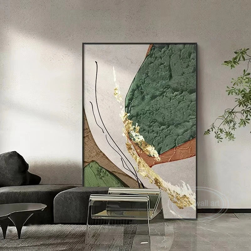 Thick Oil Nordic Abstract Painting Natural Scenery Handmade Oil Painting Home Decoration Painting Bedroom Dining Room Sofa Mural Peaceful Pleasures Health and Wellness No frame 2 50cmx100cm