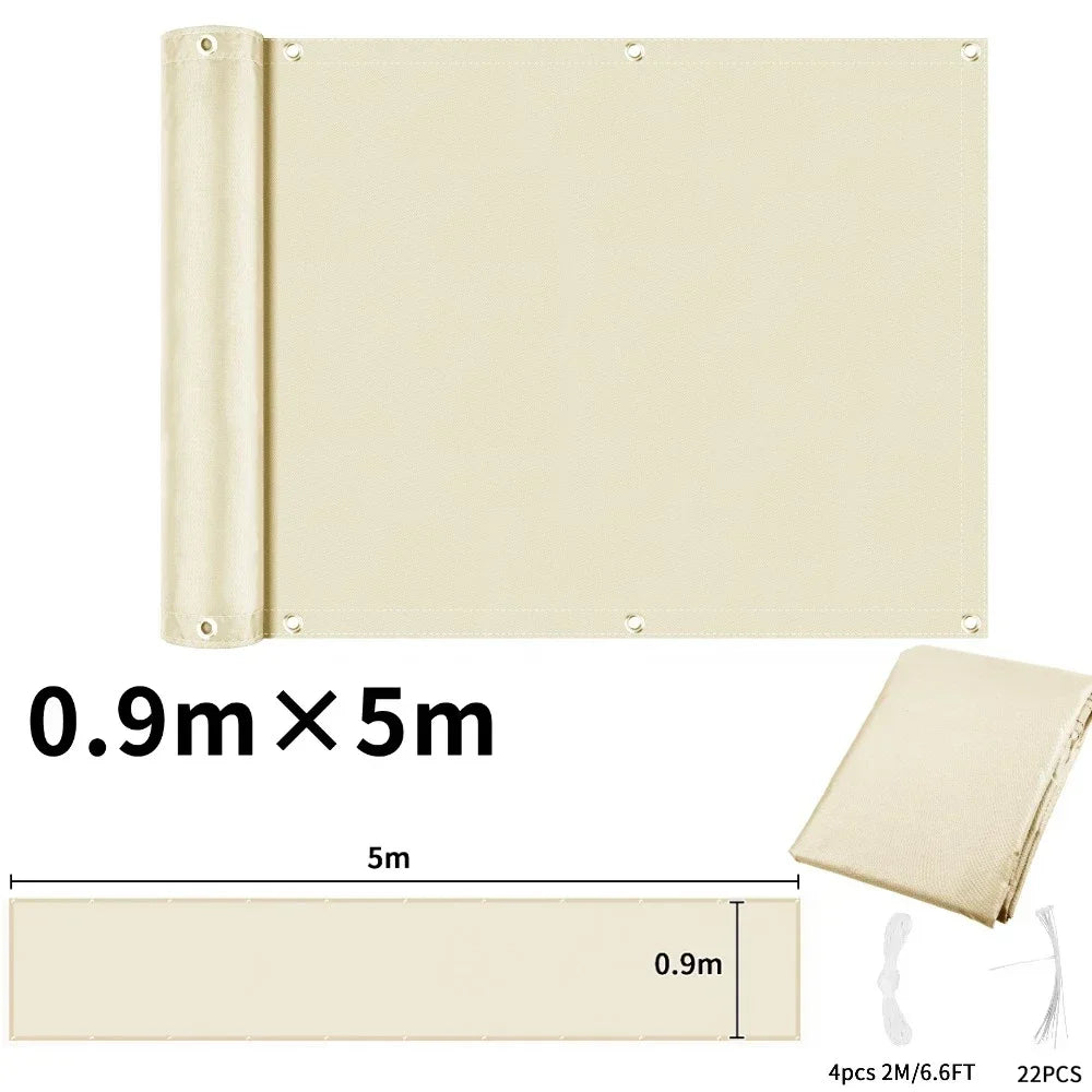 Balcony Privacy Screen Patio Fence Screen for Balcony Cover Waterproof Garden Sunshade Cloth with Grommets UV Protection Shelter Peaceful Pleasures Health and Wellness Beige 90x500CM