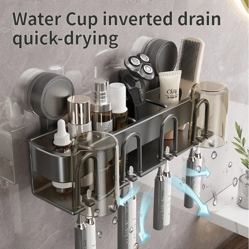Drill-Free Suction Cup Toothbrush Holder & Cup Rack