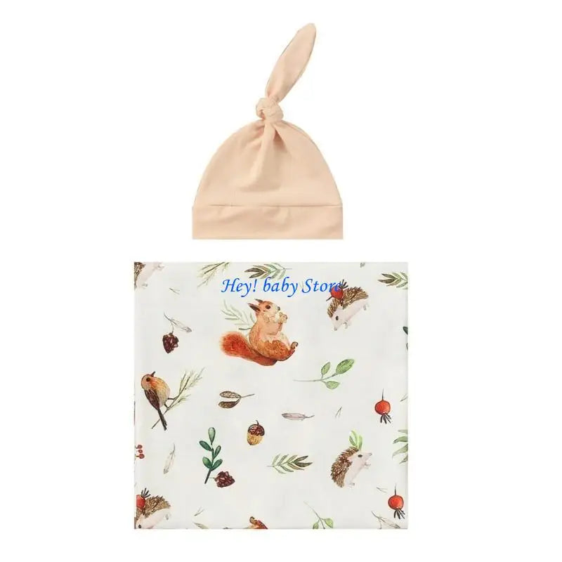 Bamboo Newborn Swaddle Blanket & Turban Hat Set | 25 Colors