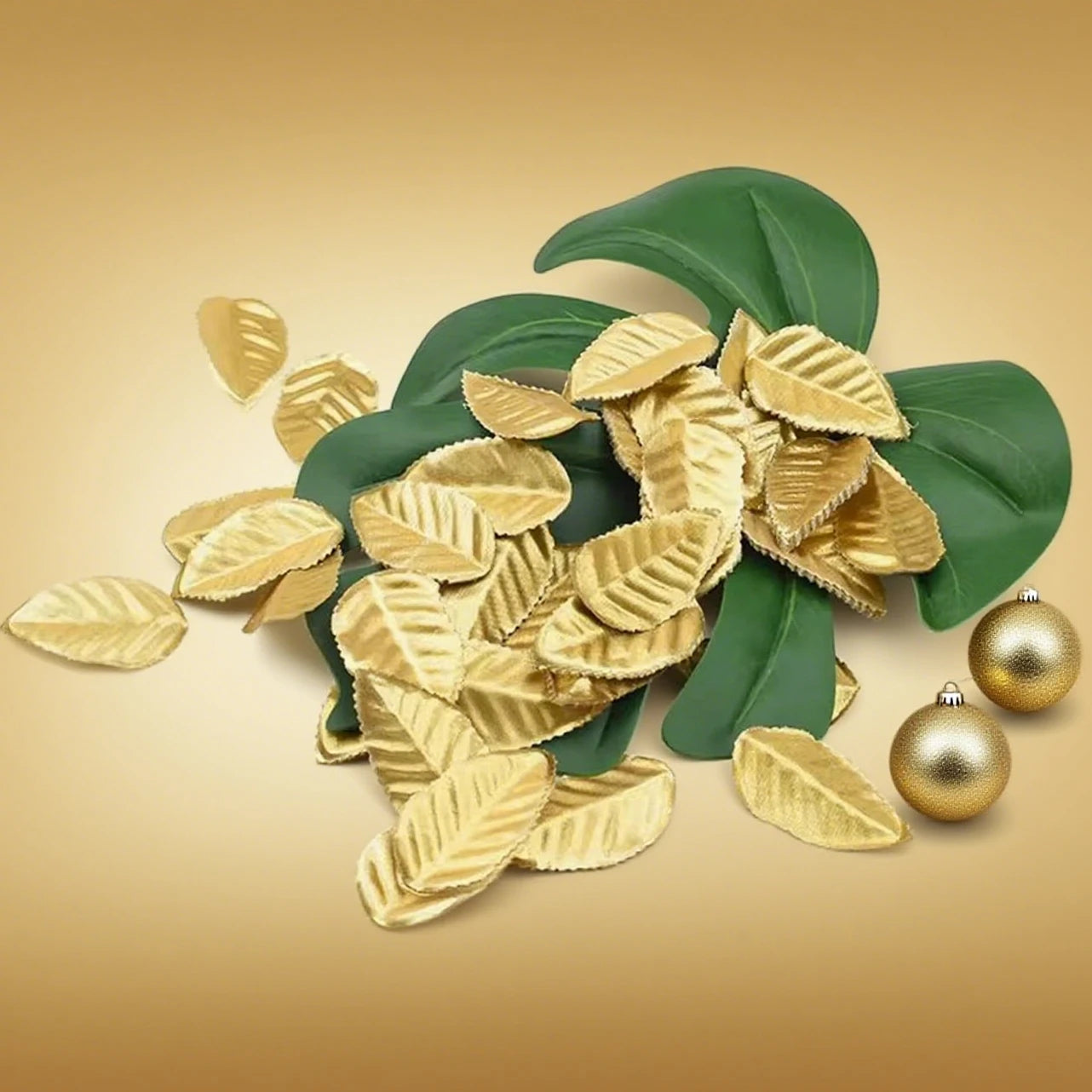 Silk Rose Gold Leaves Artificial Flowers 100/200 Pcs – DIY Decor