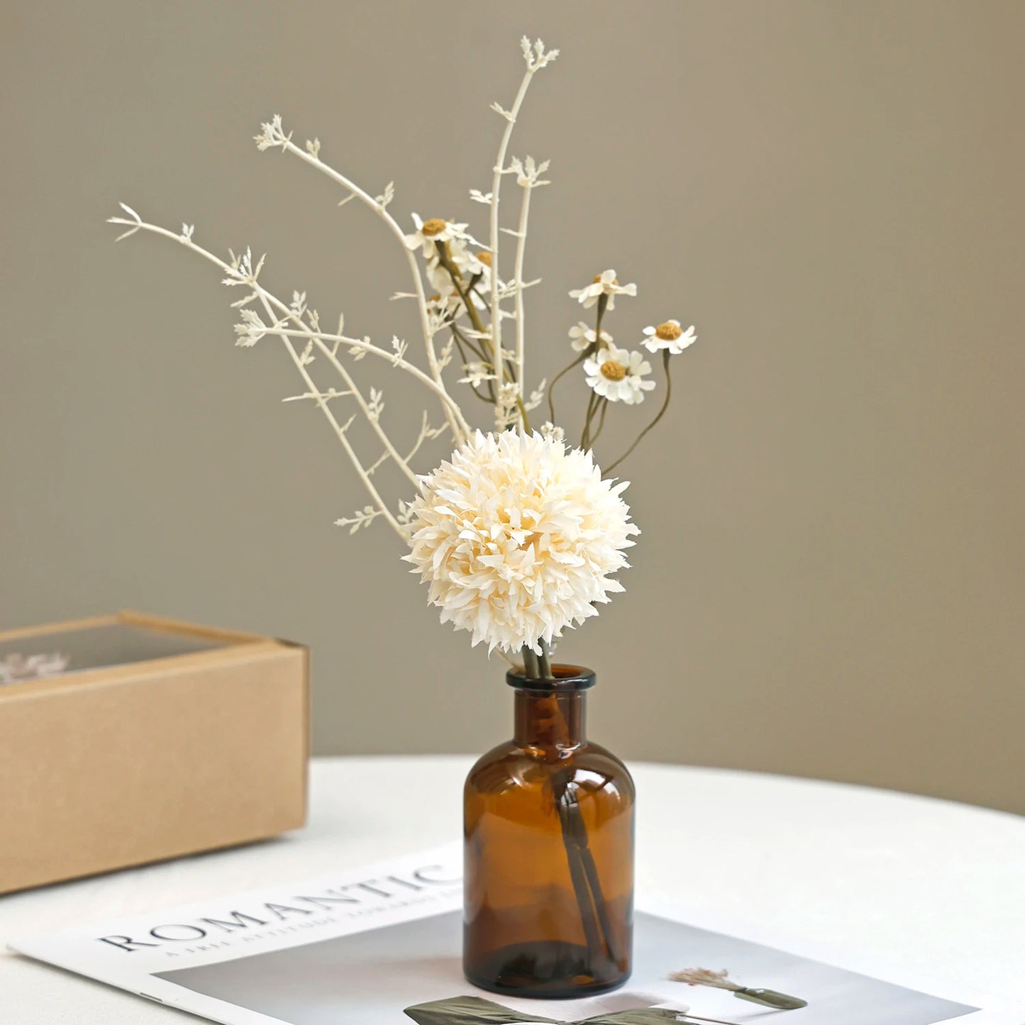 Artificial Silk Peony Bouquet with Vase & Gift Box | Home Decor