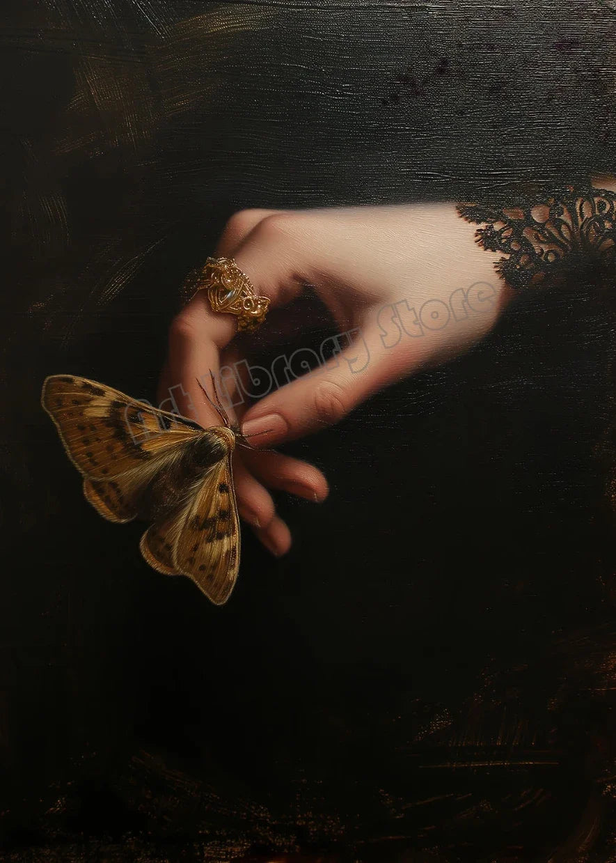 Dark Academia Gothic Moth Medusa Victorian Canvas Wall Art Print