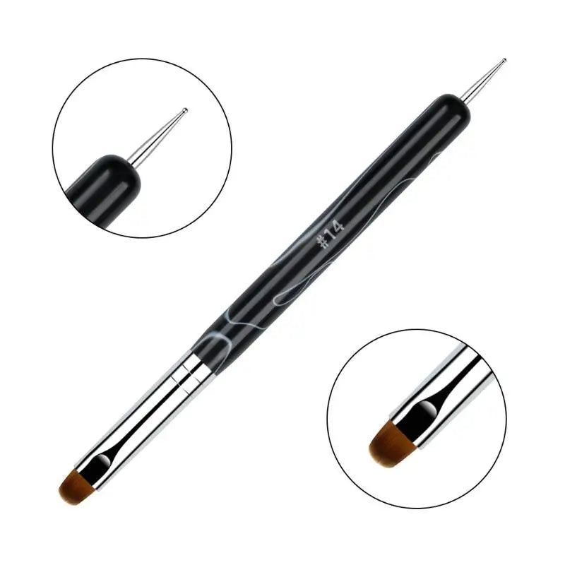 French Dual End Beginner High Quality Painting Manicure Tool Acrylic Drawing Nail Art Brush Nail Art Rhinestone Gel Dotting Pen Peaceful Pleasures Health and Wellness 14 Black