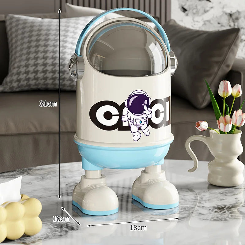 Astronaut Desktop Trash Bin – Covered Mini Waste Basket