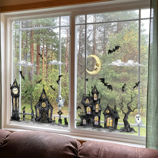 Halloween Window Clings Decorations Sticker Ghosts Pumpkins Office Peaceful Pleasures Health and Wellness