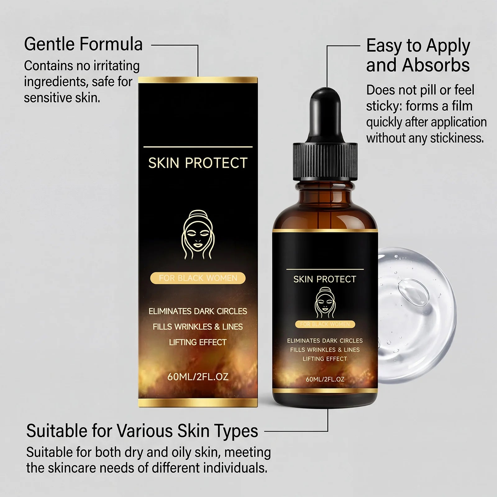 Facial Essence Deep Moisturizing Lifting Firming Skin Fade Fine Lines Dark Spot Remover Shrink Pores Relieve Dryness Skin Care Peaceful Pleasures Health and Wellness