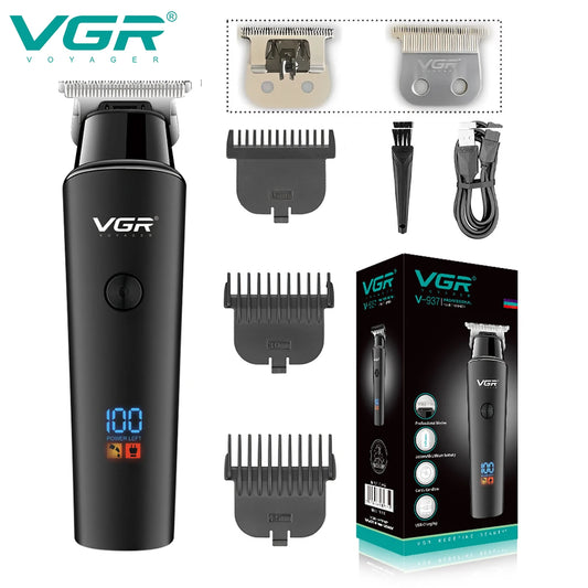 VGR Hair Trimmer 0mm Hair Clipper LED Display Hair Cutting Machine Professional Electric Rechargeable 0mm Trimmer for Men V-937 Peaceful Pleasures Health and Wellness USB blade