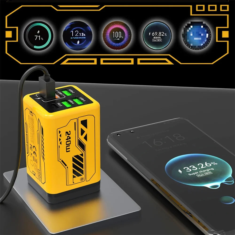 6-Port USB-C & USB-A 40W Fast Charger | QC 3.0 Desktop Hub