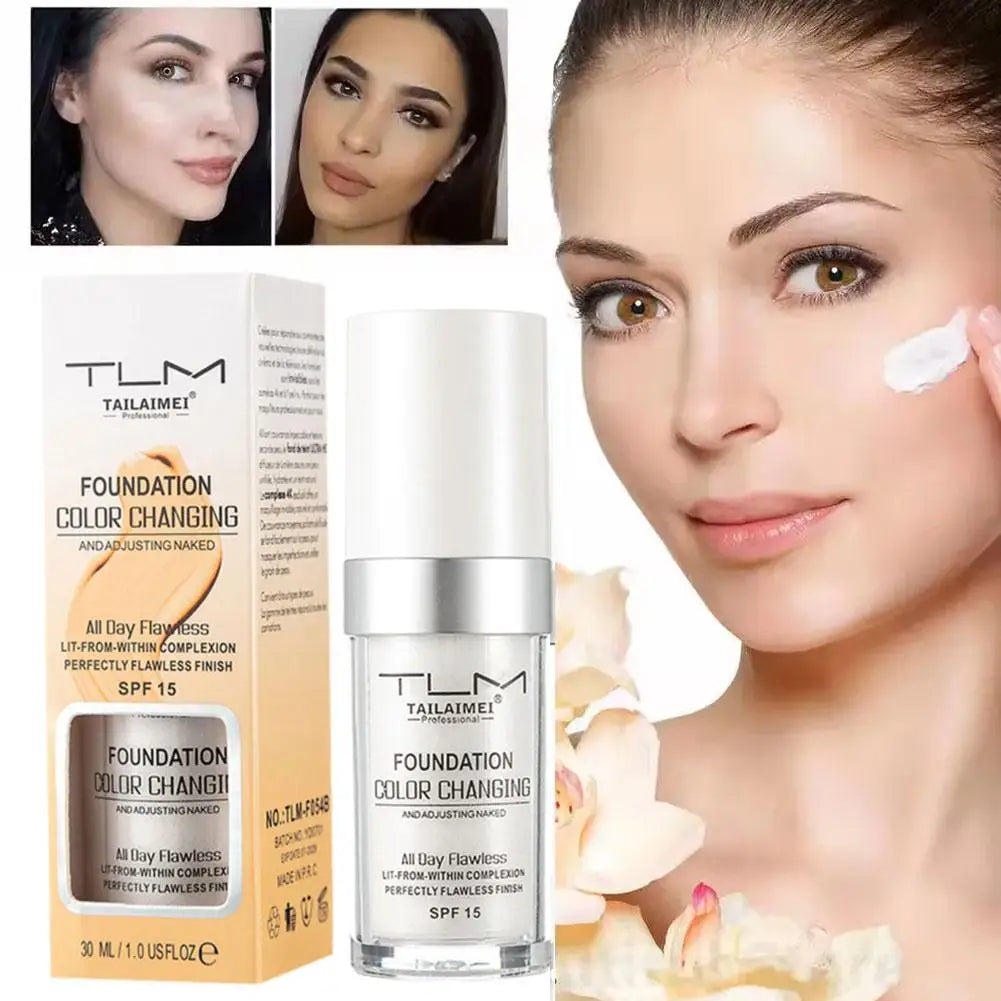 Foundation Color Changing Makeup Base Nude Face Full Cover Matte Concealer Long Lasting Make Up Liquid Foundation Cream 30ml Peaceful Pleasures Health and Wellness
