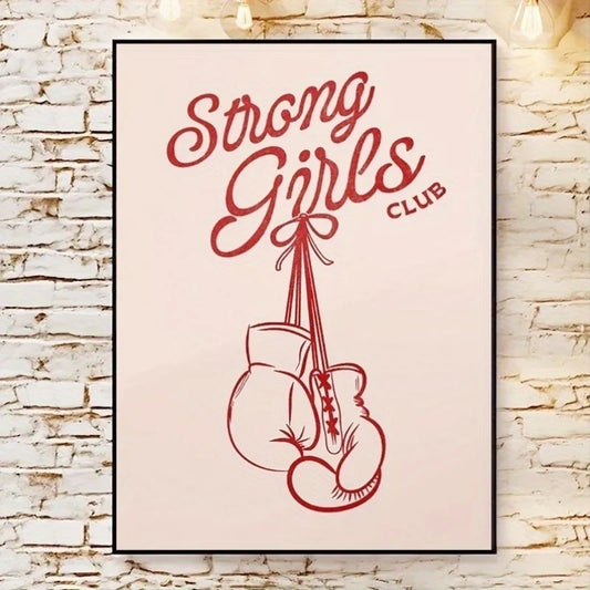 Pink Strong Girls Club Canvas Wall Art Print | Room Decor Canvas Wall Art Peaceful Pleasures Health and Wellness G5421 30x40cm Wood Framed
