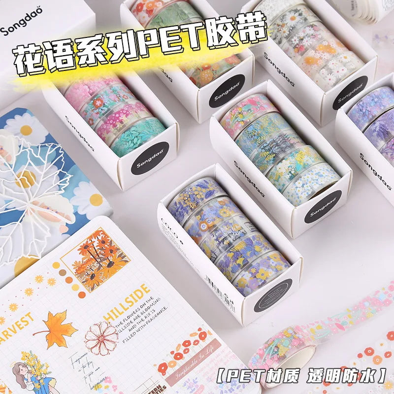 Creative Clear PET Floral Washi Sticker Tape DIY Scrapbooking Journal