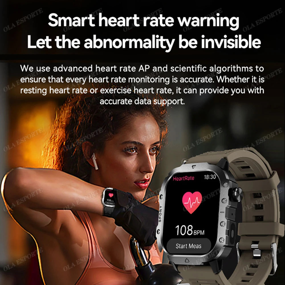 2026 New Military Outdoor Smart Watch Men's GPS Flashlight Bluetooth Call 2.01" AMOLED Screen 10ATM Waterproof Sports Smartwatch Peaceful Pleasures Health and Wellness