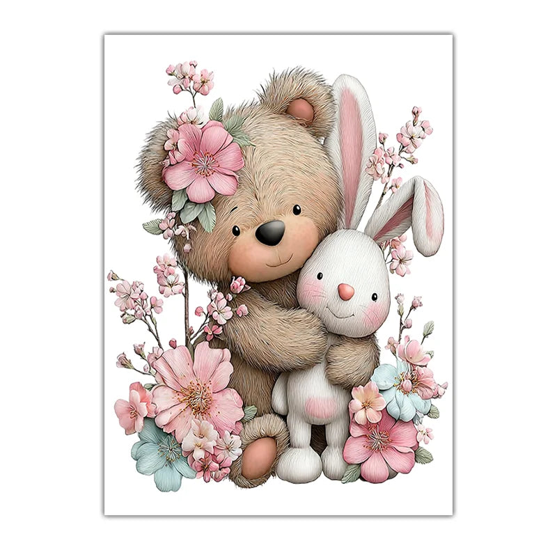 Teddy Bear Cherry Blossom Canvas Wall Art | Kids Nursery Decor Canvas Wall Art Print Peaceful Pleasures Health and Wellness 01 20x25cm No Frame China Mainland