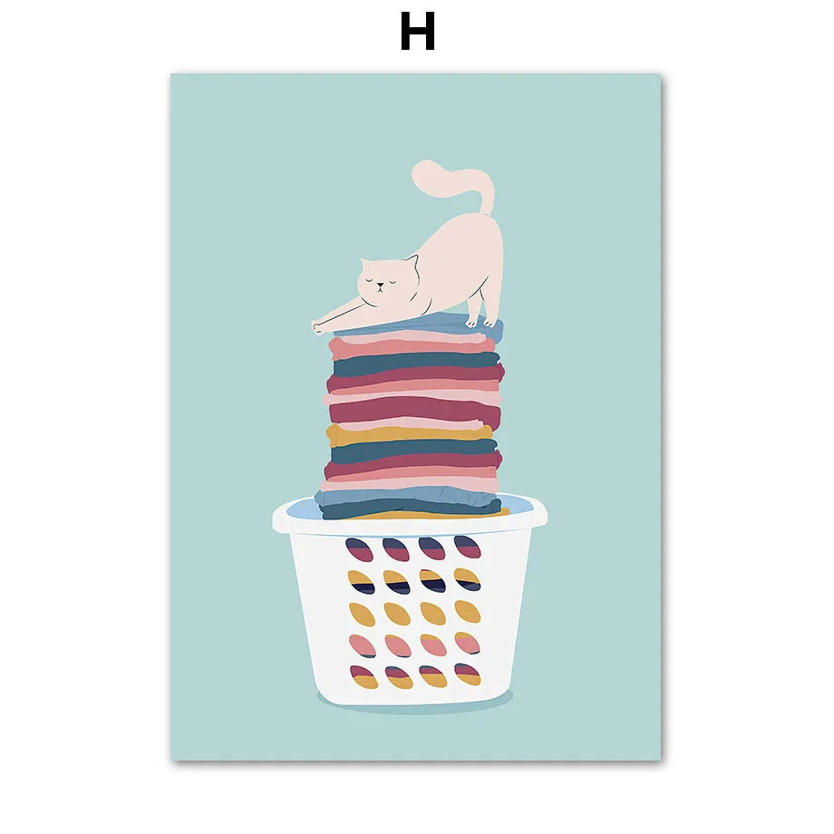 Pastel Nordic Canvas Wall Art | Laundry Room Flower Poster