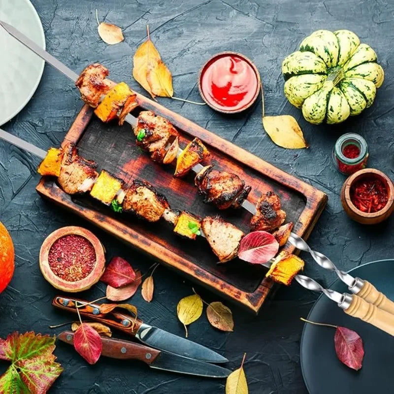 55cm Stainless Steel BBQ Skewers – 6–24 Pack Kebab Grill Sticks