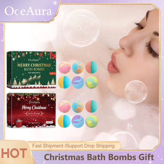 OceAura Christmas Bath Bombs Gift Set | Handmade Aromatherapy Bath Bomb Gift Set Peaceful Pleasures Health and Wellness Red