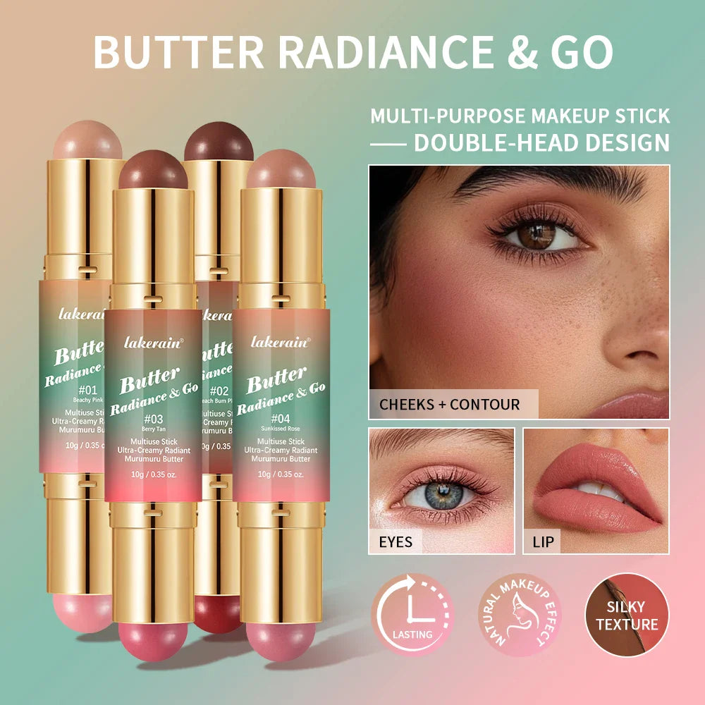 Dual-Ended Blush & Bronzer Stick – 3-in-1 Creamy Matte Makeup