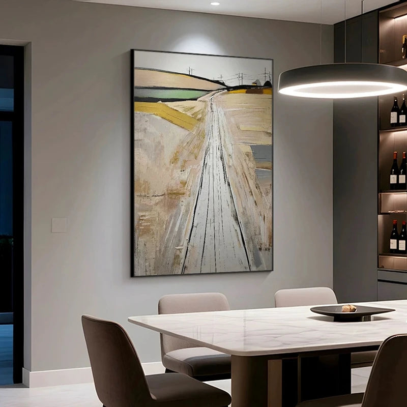 Modern Abstract Country Side Landscape Handmade Oil Painting On Canvas For Home Wall Decor Hanging Mural For Living Room Bedroom Peaceful Pleasures Health and Wellness