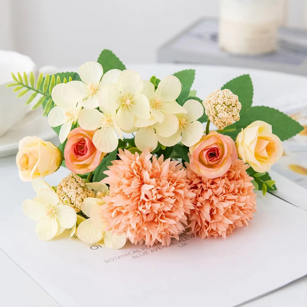 Silk Artificial Rose & Chrysanthemum Flowers | Wedding Home Decor