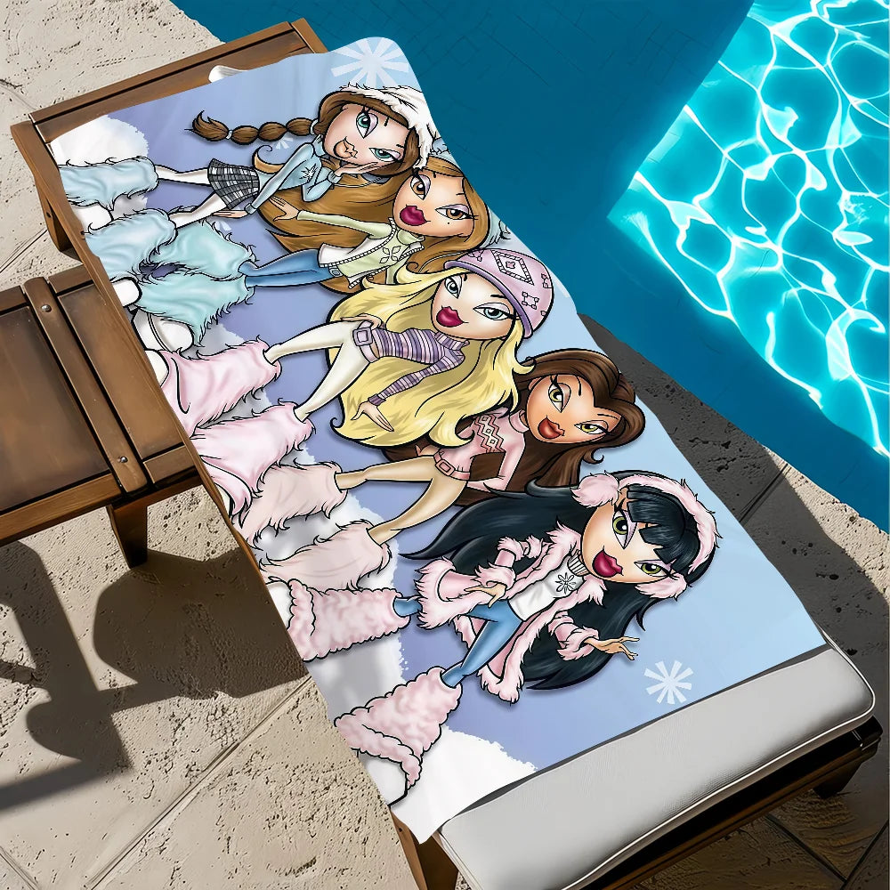 Y2K Fashion Doll Quick-Dry Beach Towel | Soft Pool & Travel Quick-Dry Beach Towel Peaceful Pleasures Health and Wellness z3 STJ150x180CM