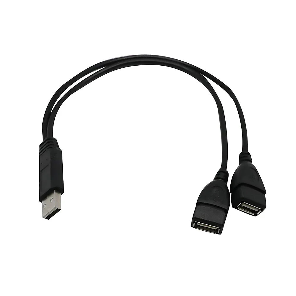 USB 2.0 Y Splitter Cable – Dual USB Female Power & Data