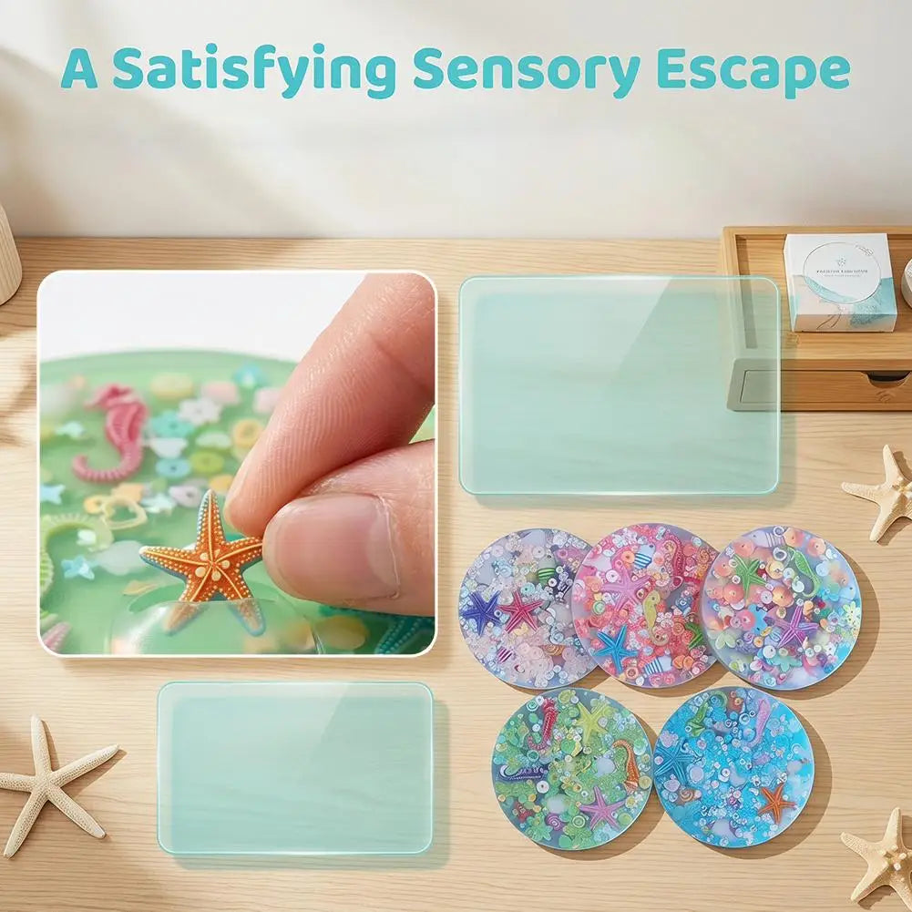 Ocean Themed Sensory Stress Relief Toys Silicone Picky Pad Decompression Skin Picking Pad For Autism ADHD Sensory Anxiety Toy Peaceful Pleasures Health and Wellness