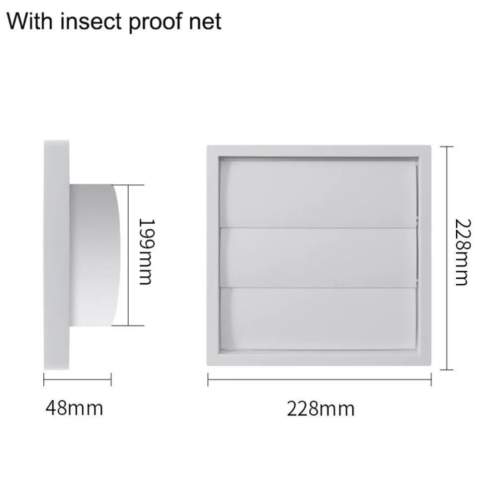 White Plastic Dryer Vent Hood Cover Grille with Screen | 4–8"