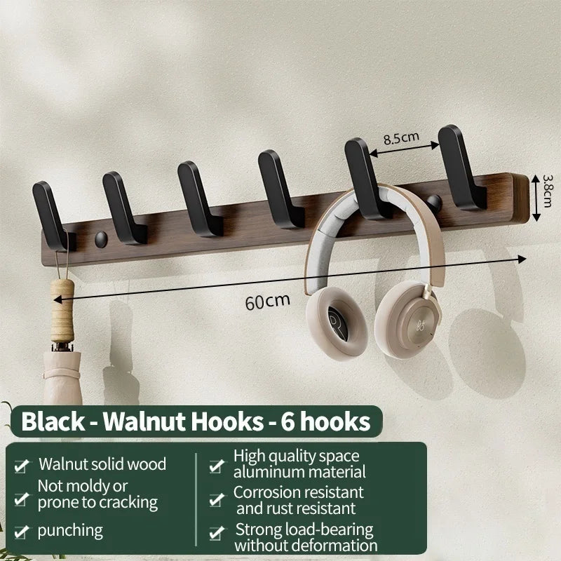 Wood & Aluminum Wall Hook – Towel & Clothes Hanger for Bathroom