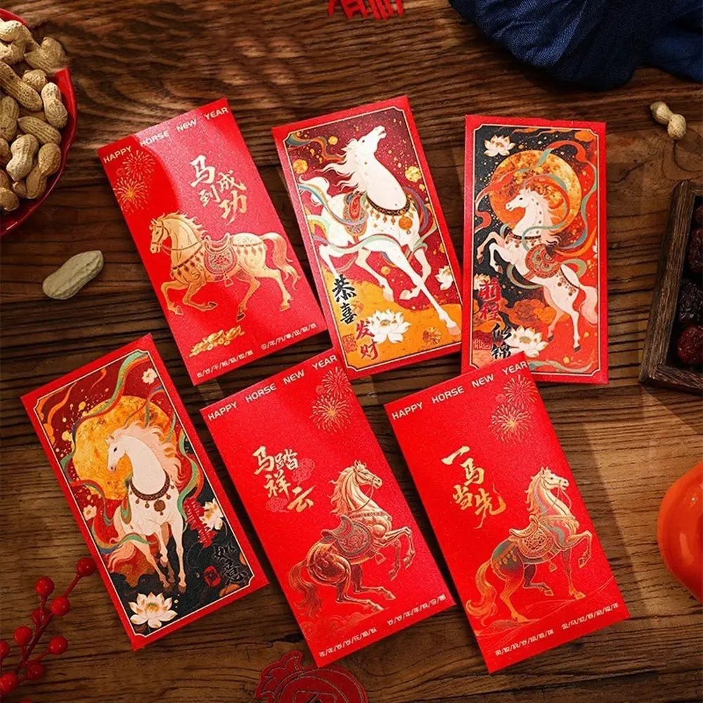 2026 Horse Year Red Envelopes | 6pcs Chinese New Year Lucky Money