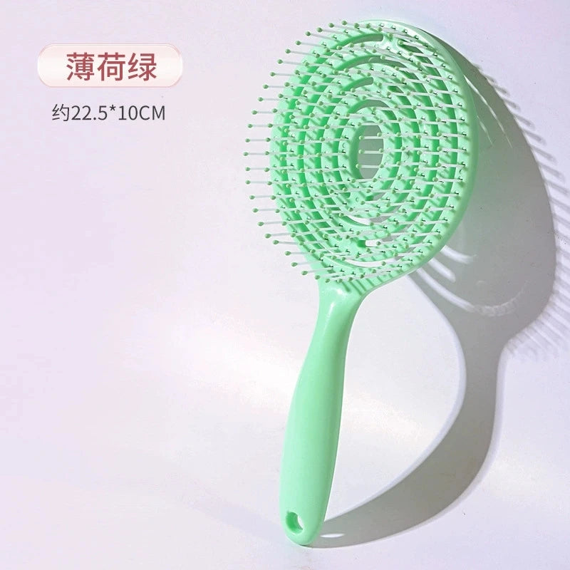 Lollipop Hollow Volumizing Hair Comb | Macaron Colors Volumizing Hair Comb Peaceful Pleasures Health and Wellness green