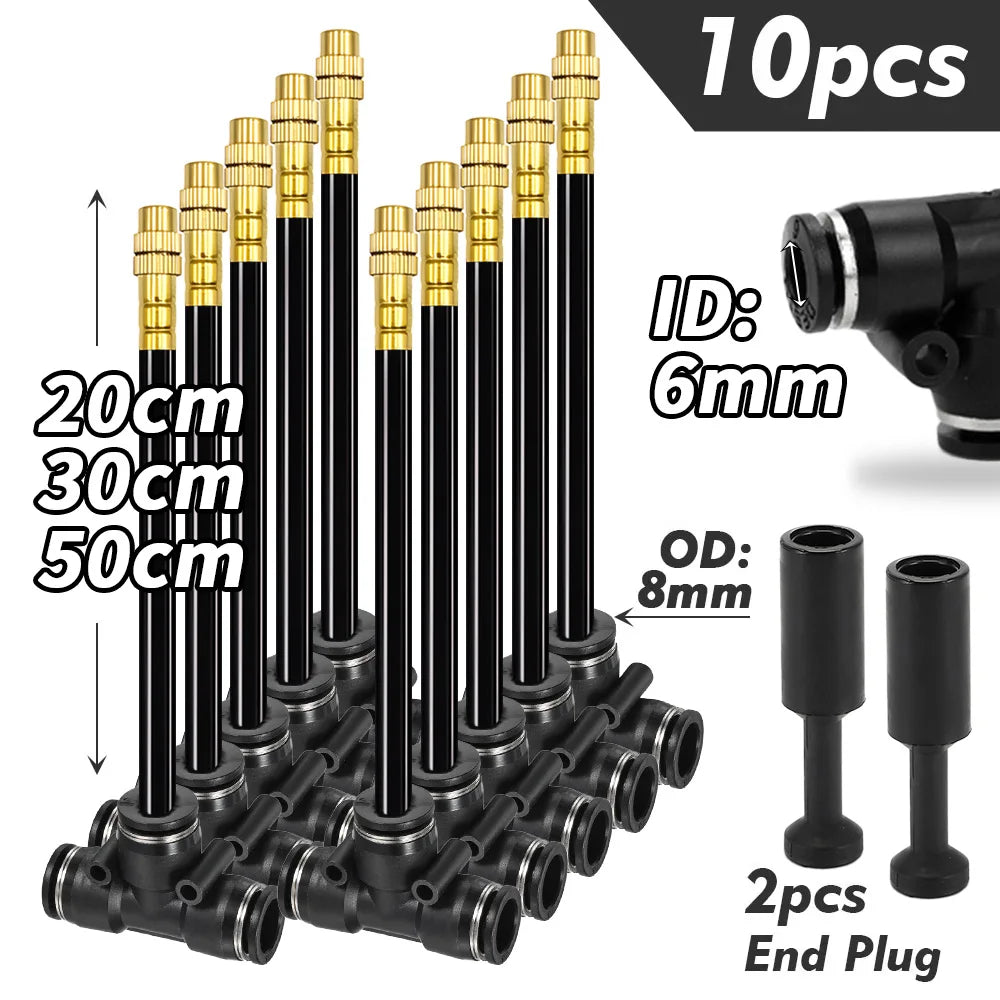 20/30/50cm 360° Bend Brass Misting Nozzles 6/8/10/12mm Quick Connect Garden Irrigation Auto Watering Adjustable Atomizer Sprayer Peaceful Pleasures Health and Wellness for 6mm Tube 20cm