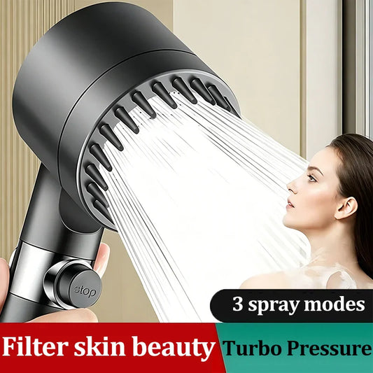 3-Mode High Pressure Filter Shower Head | One-Click Stop Handheld Shower Head Oasis Select