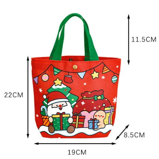 Christmas Canvas Tote Bag | Santa & Elk Festive Gift Bag Christmas Gift Bag Oasis Select